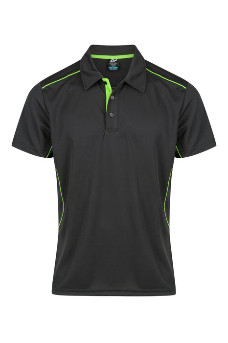 KURANDA MENS POLOS - SLATE/FLURO GREEN