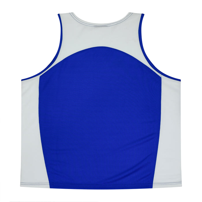 PREMIER MENS SINGLETS - ROYAL/WHITE