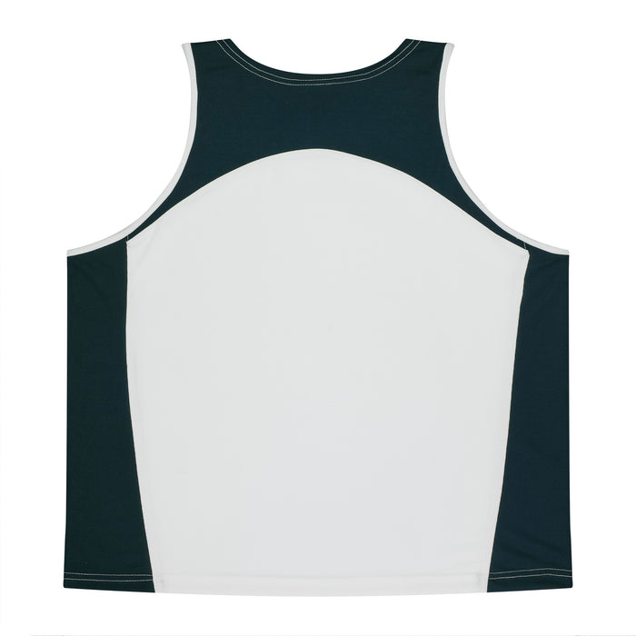 PREMIER MENS SINGLETS - WHITE/NAVY