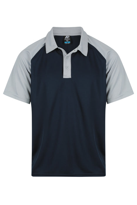 MANLY MENS POLOS - NAVY/SILVER