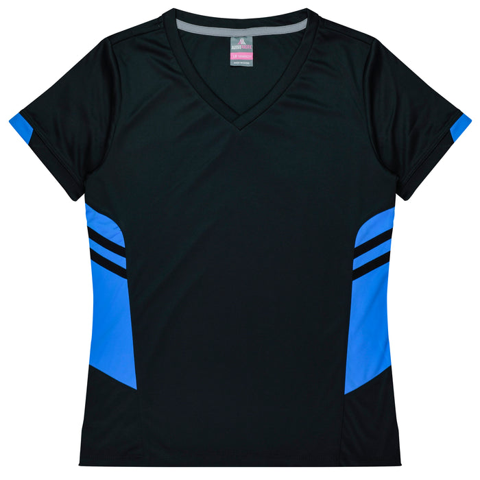 TASMAN LADY TEES - BLACK/CYAN