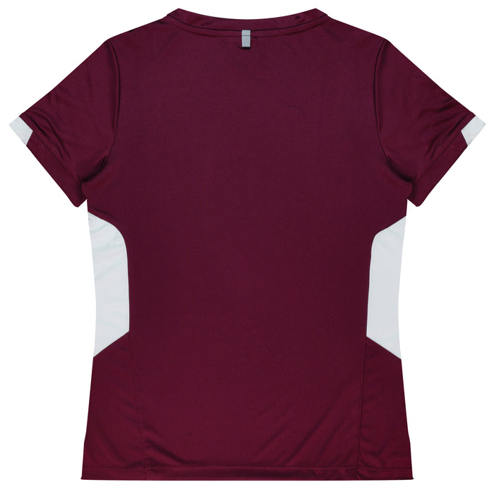 TASMAN LADY TEES - MAROON/WHITE