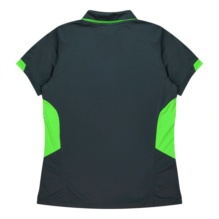 TASMAN LADY POLOS - SLATE/NEON GREEN