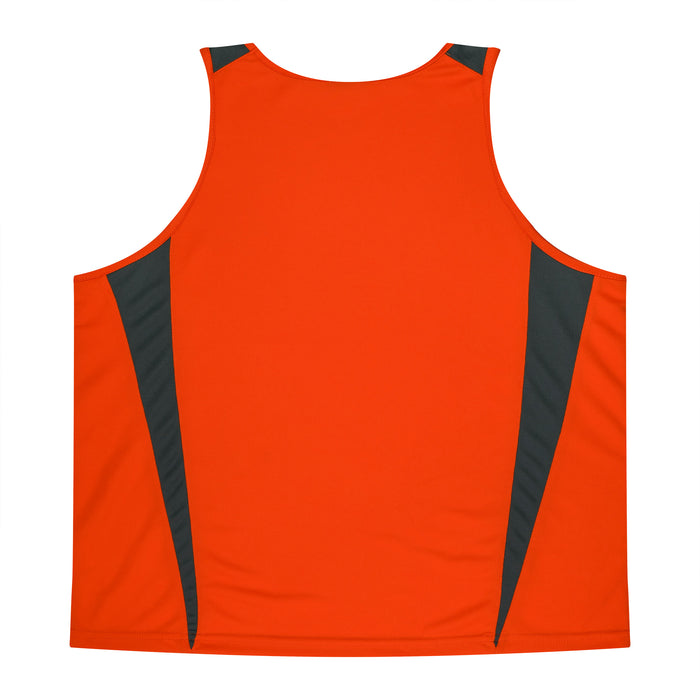 EUREKA MENS SINGLETS - ORANGE/CHARCOAL