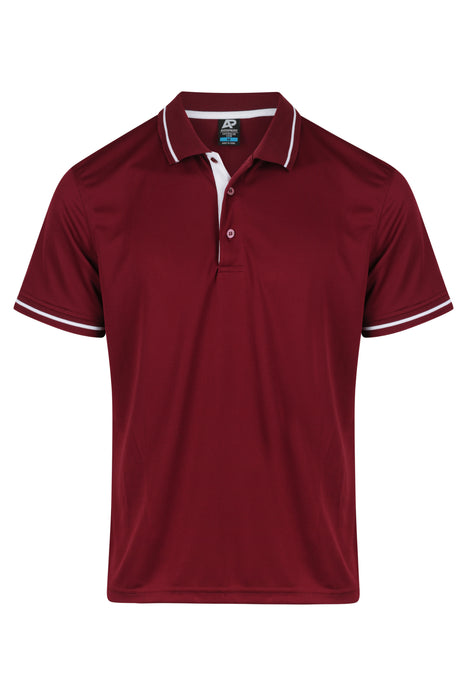 COTTESLOE MENS POLOS - MAROON/WHITE