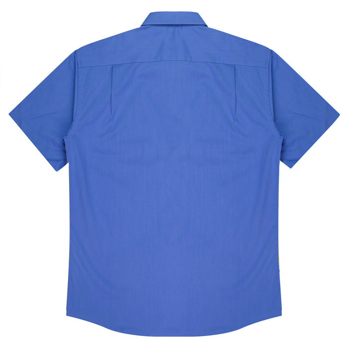 MOSMAN MENS SHIRT SHORT SLEEVE - MID BLUE