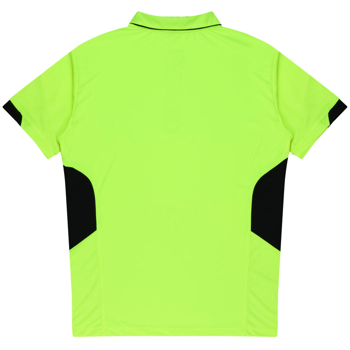 TASMAN MENS POLOS - NEON YELLOW/BLACK