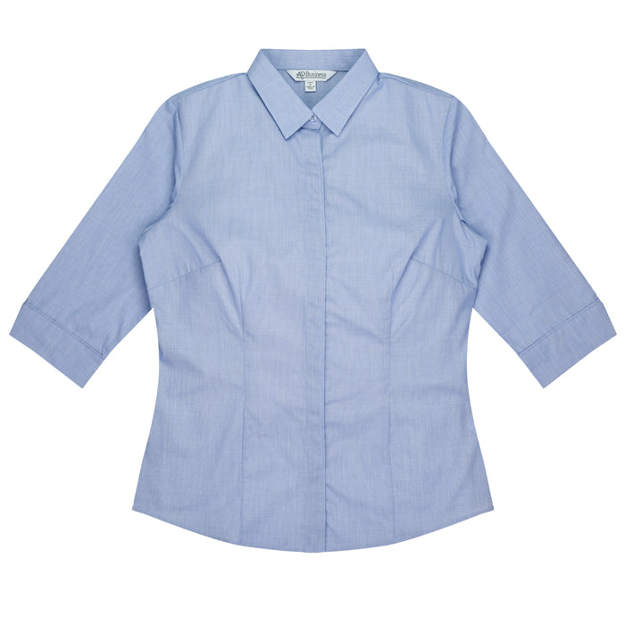 GRANGE LADY SHIRT 3/4 SLEEVE - MID BLUE