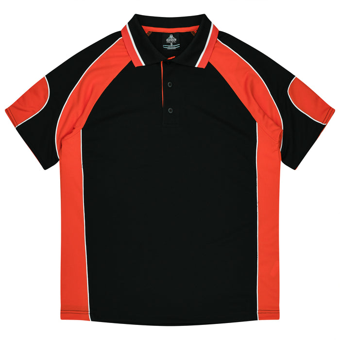 MURRAY MENS POLOS - BLACK/ORANGE