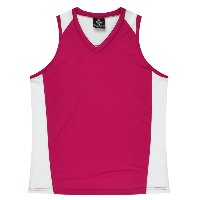 PREMIER LADY SINGLETS - PINK/WHITE