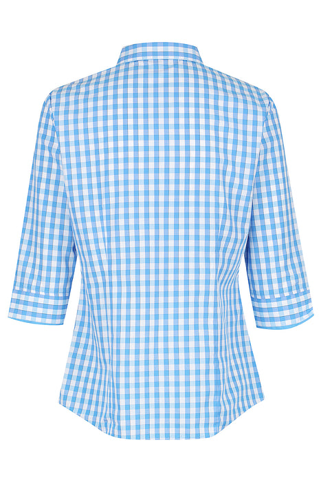 DEVONPORT LADY SHIRT 3/4 SLEEVE - MID BLUE/SKY