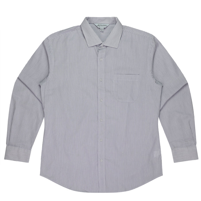 HENLEY MENS SHIRT LONG SLEEVE - WHITE/PURPLE