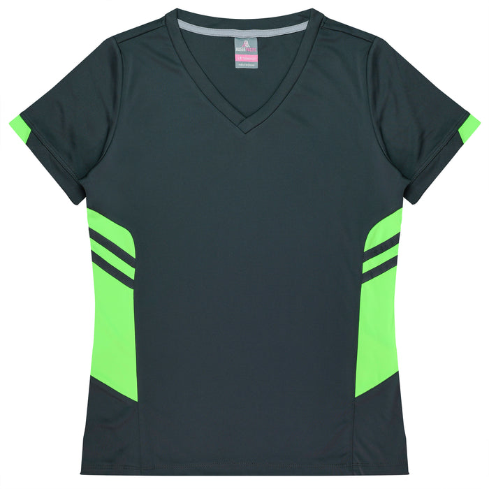 TASMAN LADY TEES - SLATE/NEON GREEN