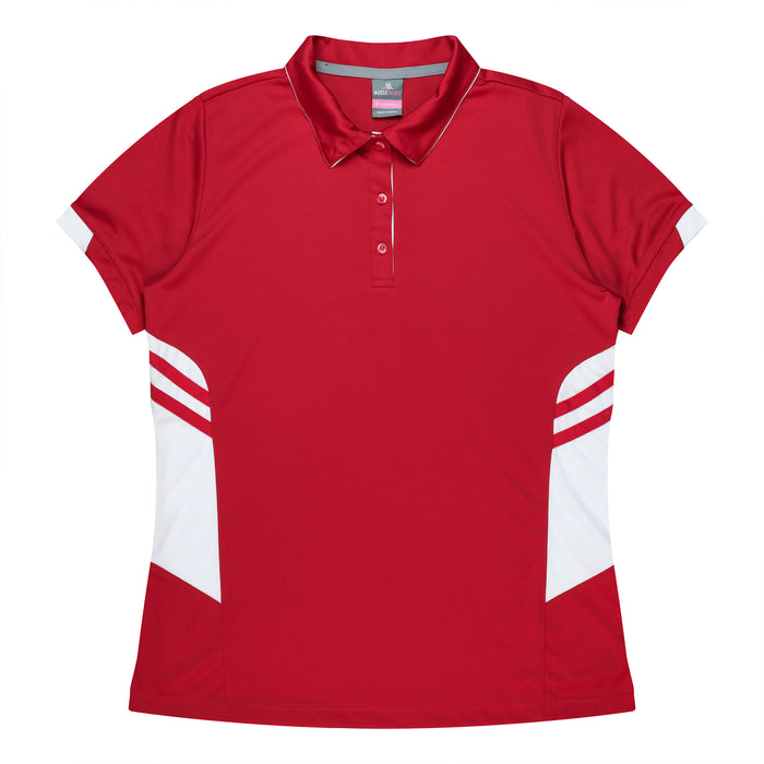 TASMAN LADY POLOS - RED/WHITE