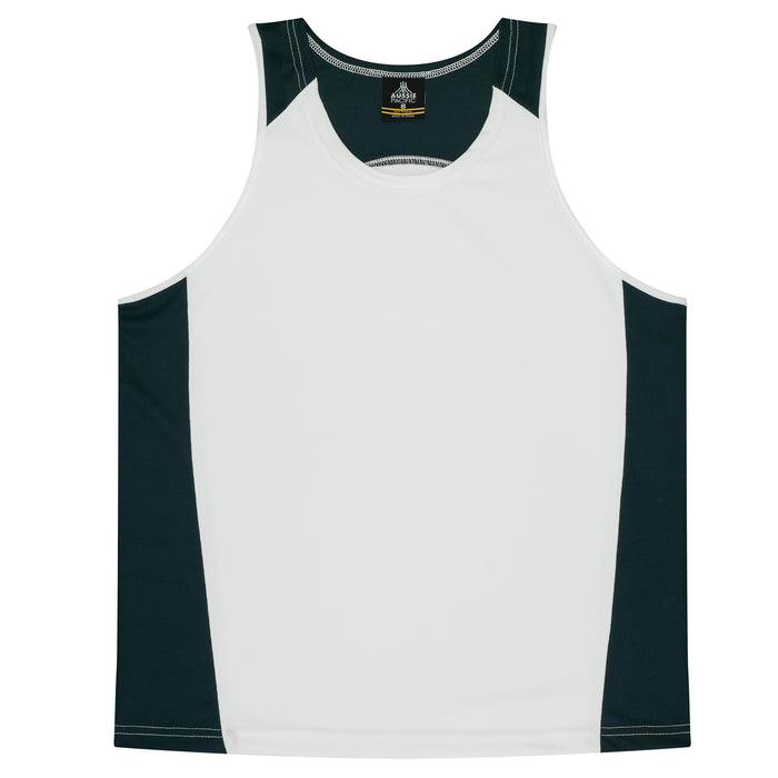 PREMIER KIDS SINGLETS - WHITE/NAVY