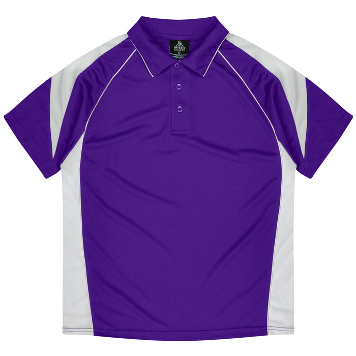 PREMIER MENS POLOS - PURPLE/WHITE