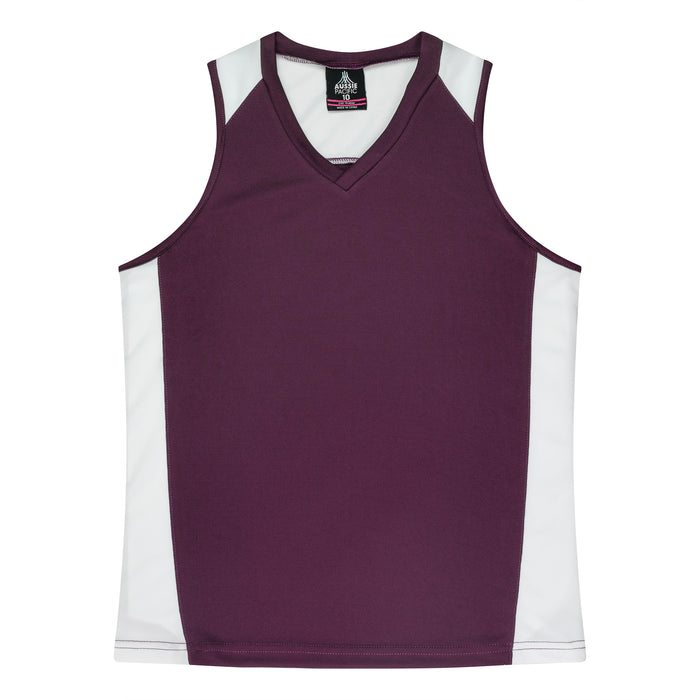 PREMIER LADY SINGLETS - BURGUNDY/WHITE