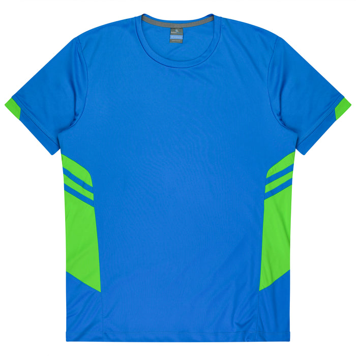 TASMAN MENS TEES - CYAN/NEON GREEN