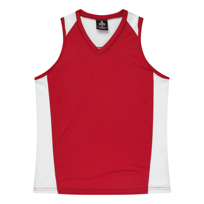 PREMIER LADY SINGLETS - RED/WHITE