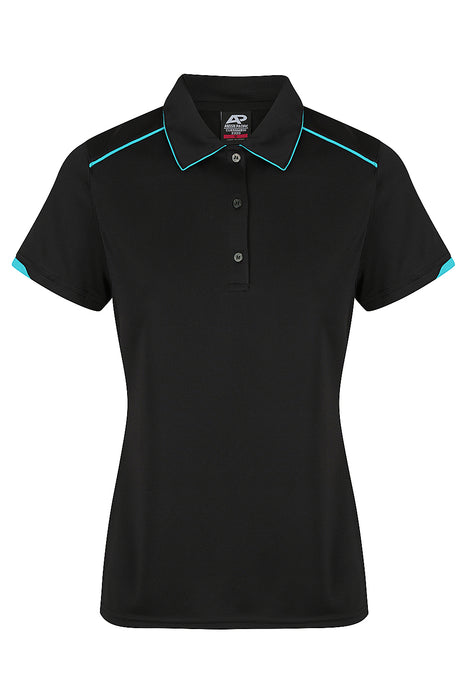 CURRUMBIN LADY POLOS - BLACK/CYAN