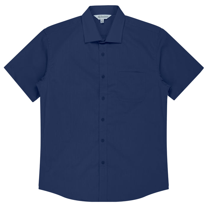 MOSMAN MENS SHIRT SHORT SLEEVE - NAVY