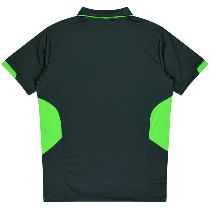 TASMAN MENS POLOS - SLATE/NEON GREEN