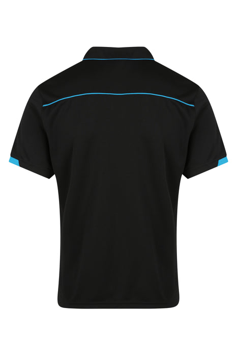 CURRUMBIN MENS POLOS - BLACK/CYAN