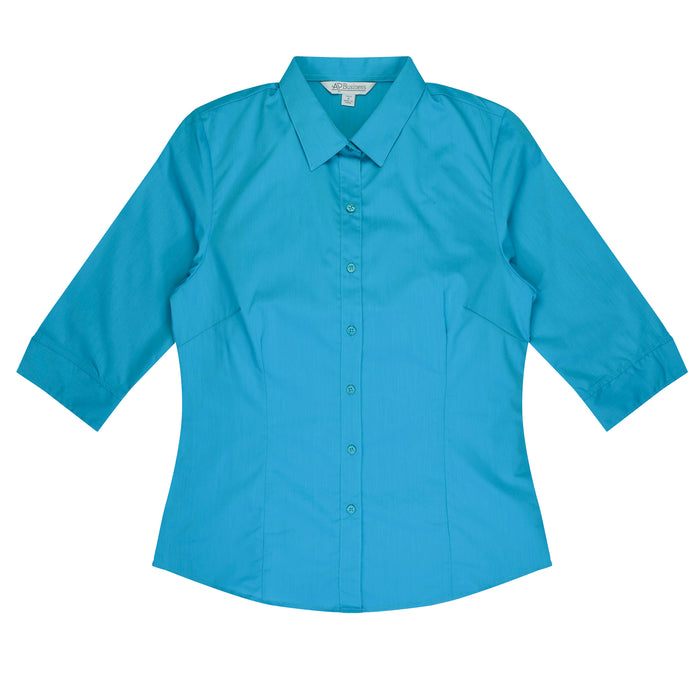 MOSMAN LADY SHIRT 3/4 SLEEVE - AQUA