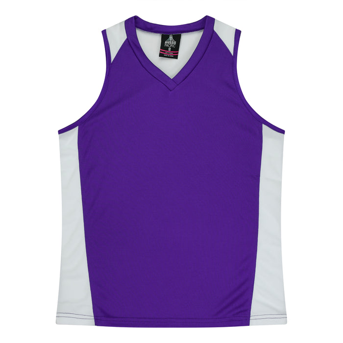 PREMIER LADY SINGLETS - PURPLE/WHITE