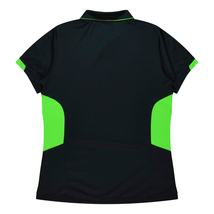 TASMAN LADY POLOS - BLACK/NEON GREEN