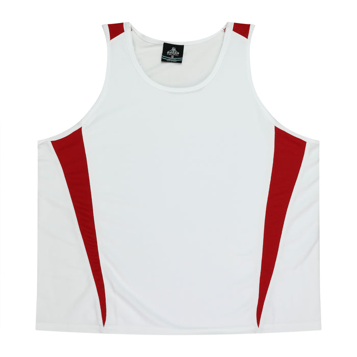 EUREKA MENS SINGLETS - WHITE/RED