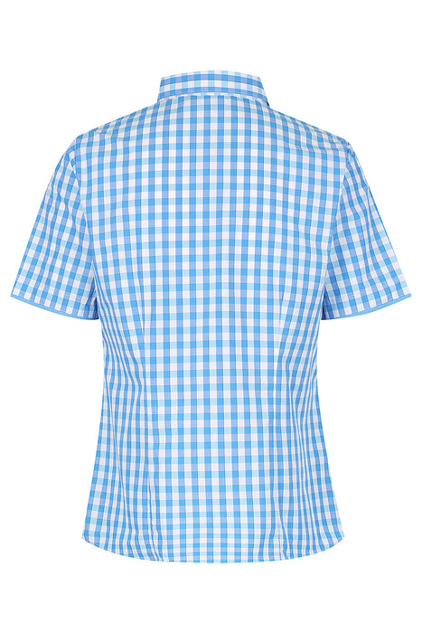 DEVONPORT LADY SHIRT SHORT SLEEVE - MID BLUE/SKY