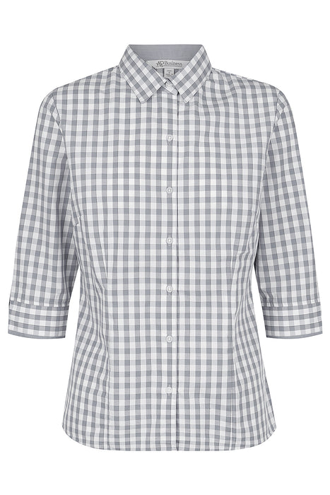 DEVONPORT LADY SHIRT 3/4 SLEEVE - CHARCOAL/SILVER