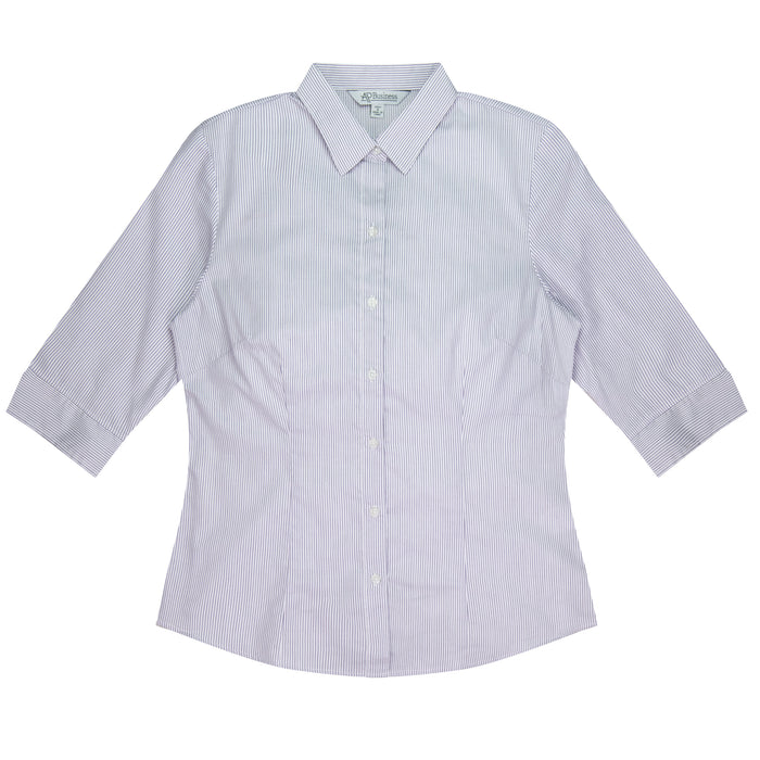 HENLEY LADY SHIRT 3/4 SLEEVE - WHITE/PURPLE