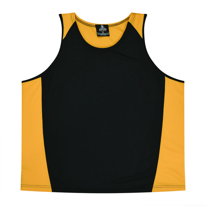 PREMIER MENS SINGLETS - BLACK/GOLD