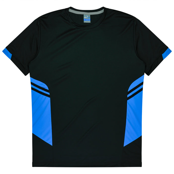 TASMAN MENS TEES - BLACK/CYAN