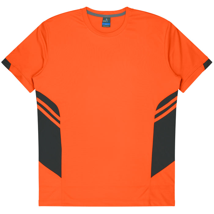 TASMAN MENS TEES - NEON ORANGE/SLATE