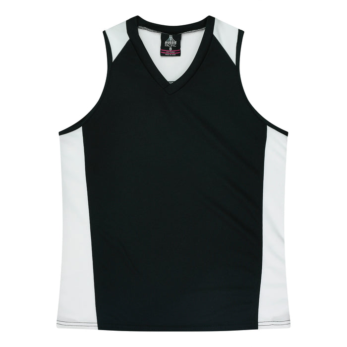 PREMIER LADY SINGLETS - BLACK/WHITE