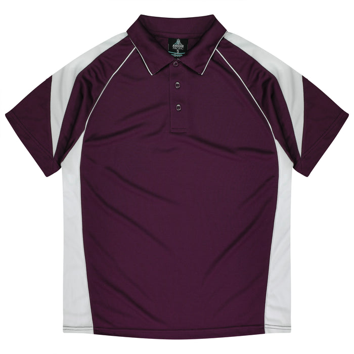 PREMIER MENS POLOS - BURGUNDY/WHITE