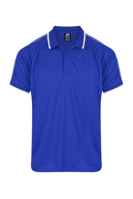 DOUBLE BAY MENS POLOS - ROYAL/WHITE