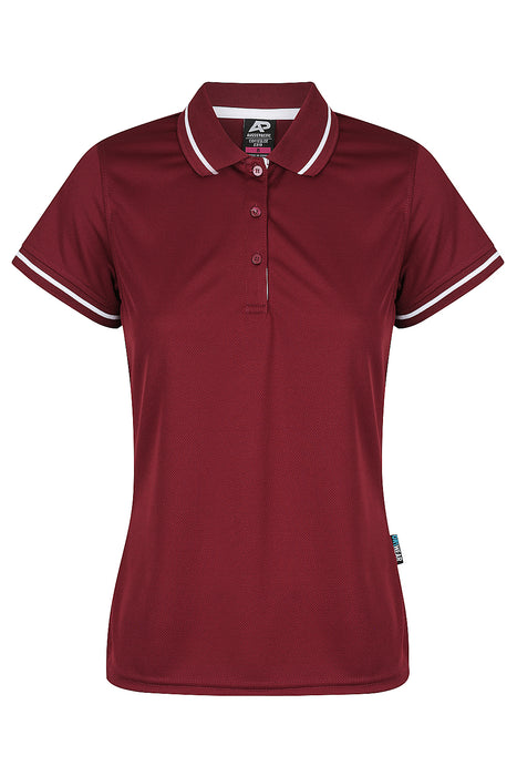 COTTESLOE LADY POLOS - MAROON/WHITE