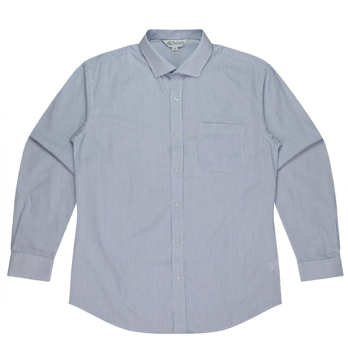 HENLEY MENS SHIRT LONG SLEEVE - WHITE/NAVY