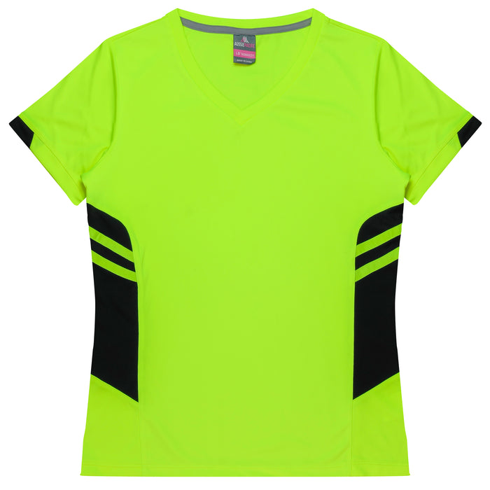 TASMAN LADY TEES - NEON YELLOW/BLACK