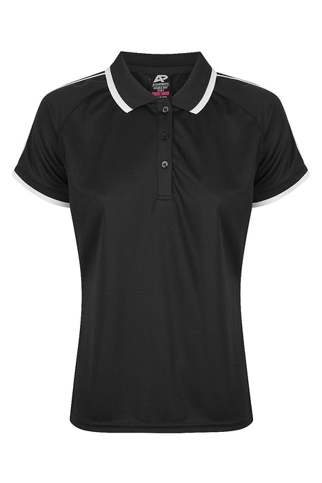 DOUBLE BAY LADY POLOS - BLACK/WHITE