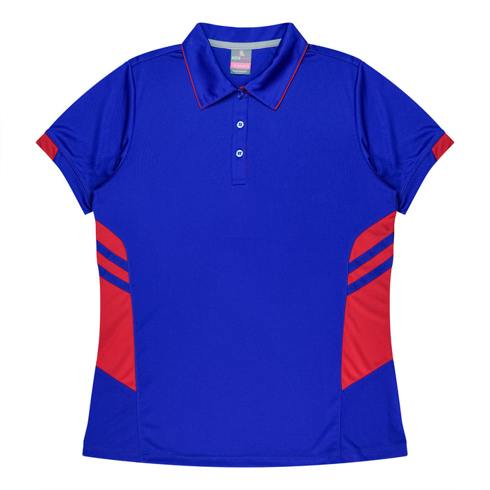 TASMAN LADY POLOS - ROYAL/RED