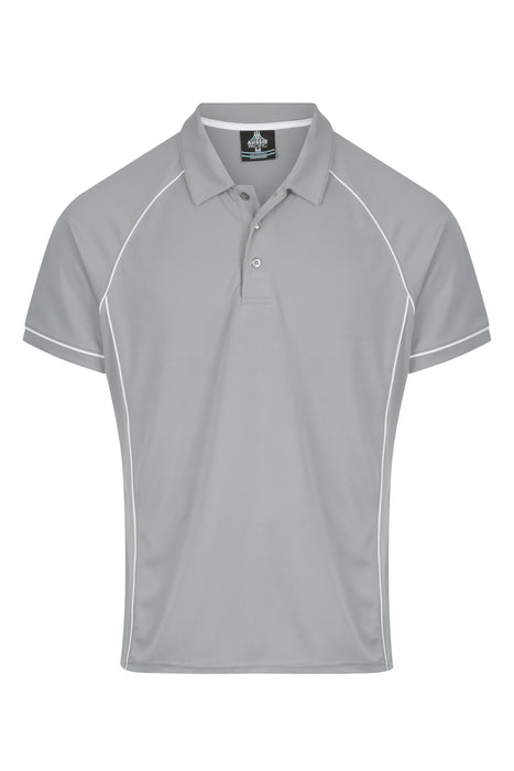 ENDEAVOUR MENS POLOS - SILVER/WHITE