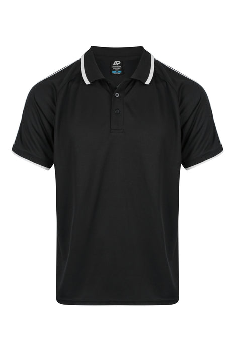 DOUBLE BAY MENS POLOS - BLACK/WHITE