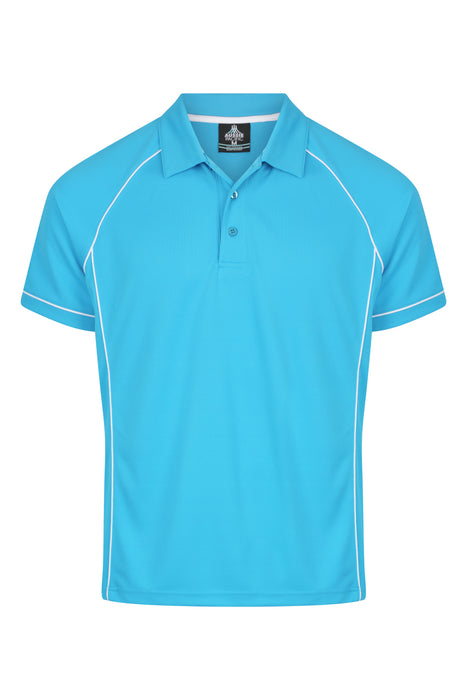 ENDEAVOUR MENS POLOS - PACIFIC BLUE/WHITE