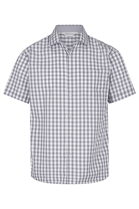 DEVONPORT MENS SHIRT SHORT SLEEVE - CHARCOAL/SILVER