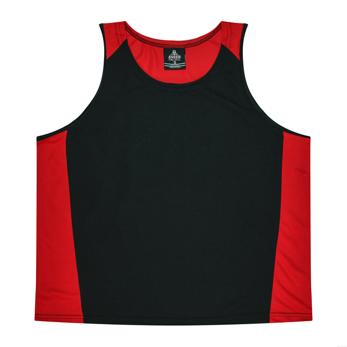 PREMIER MENS SINGLETS - BLACK/RED